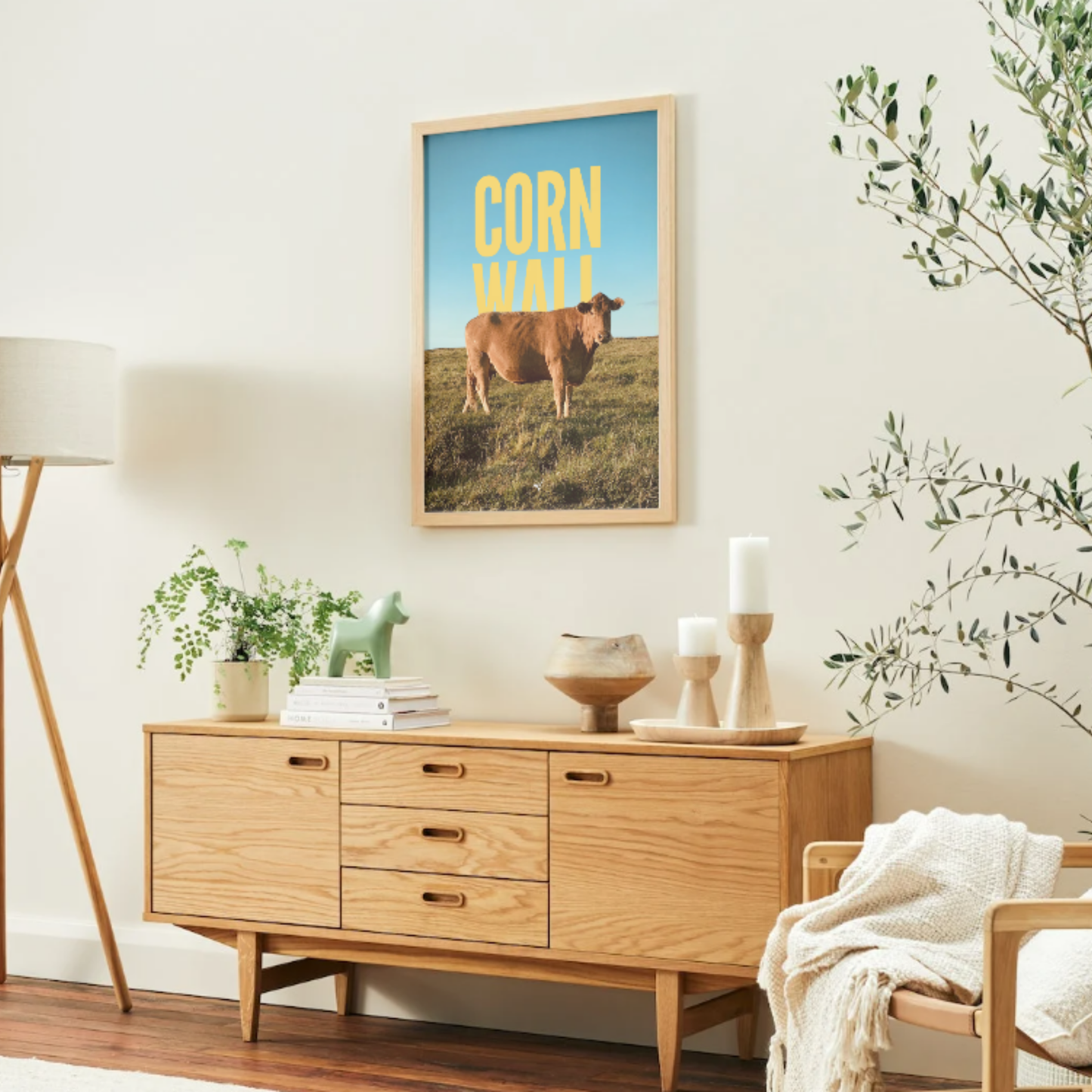 CORNWALL Cow Poster – Wall Art Print (A1 / A2 / A3 Sizes)