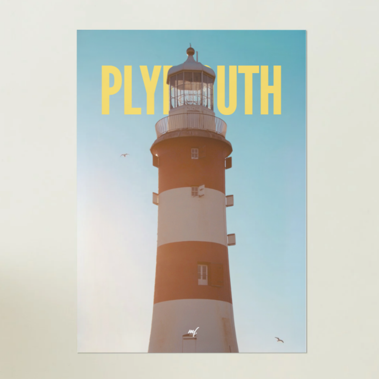 PLYMOUTH Lighthouse Poster – Coastal Wall Art Print (A1 / A2 / A3 Sizes)