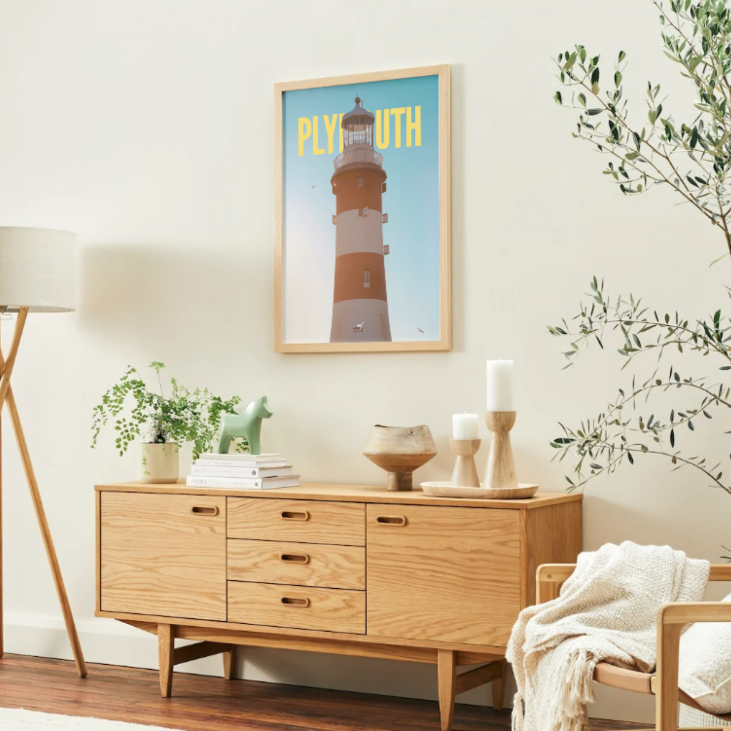 PLYMOUTH Lighthouse Poster – Coastal Wall Art Print (A1 / A2 / A3 Sizes)