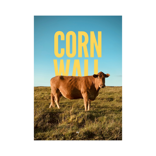 CORNWALL Cow Poster – Wall Art Print (A1 / A2 / A3 Sizes)