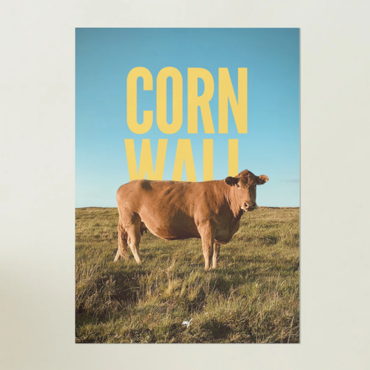 CORNWALL Cow Poster – Wall Art Print (A1 / A2 / A3 Sizes)